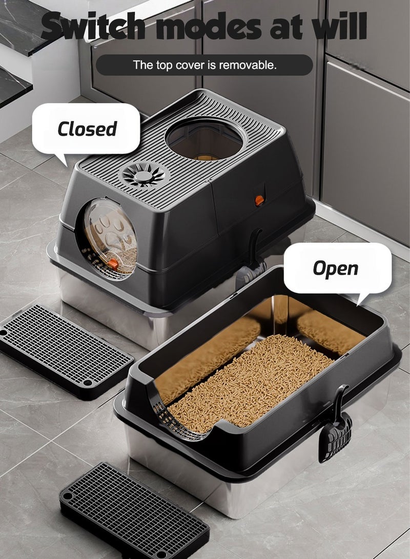 كيدل صندوق فضلات قطط مغلق بالكامل، مرحاض قطط مغطى بالكامل، سعة كبيرة - Image 5